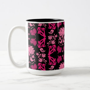 Nordic Forest Mushroom Folk Art Two-Tone Coffee Mug