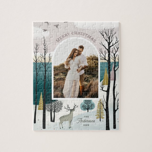 Nordic Forest | Woodland Winter Christmas Photo Jigsaw Puzzle (Vertical)