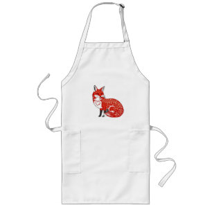 Nordic Fox with Leaf Patterns Long Apron