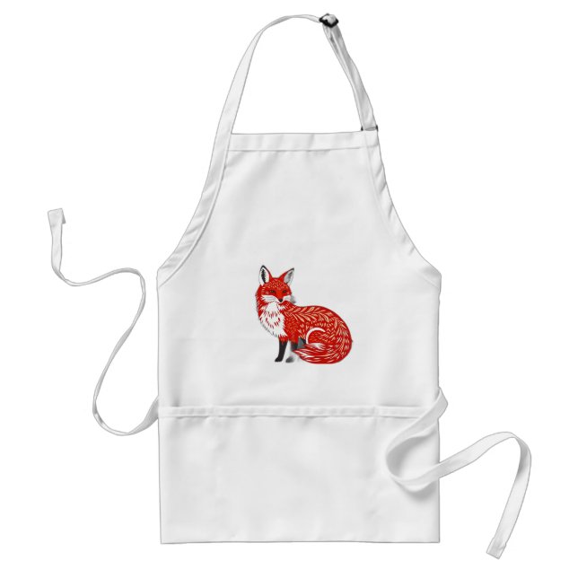 Nordic Fox with Leaf Patterns Standard Apron (Front)
