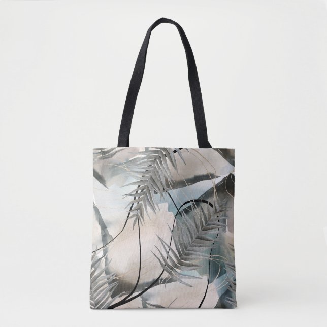 Nordic Geometric Floral Marble Tote Bag (Front)