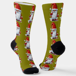 Nordic Gnome Holding A Glass Of Pomegranate Juice Socks