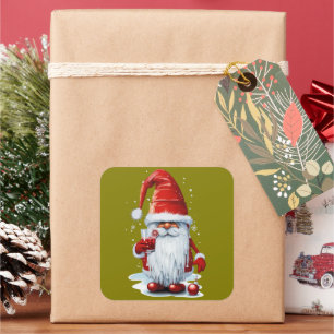 Nordic Gnome Holding A Glass Of Pomegranate Juice Square Sticker