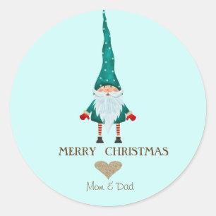 Nordic Gnome Merry Christmas Classic Round Sticker