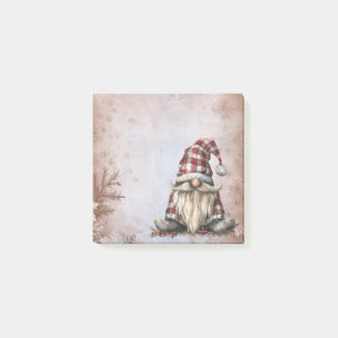Nordic Gnome Rustic Red Plaid Hat Post-it Notes