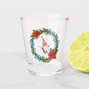 Nordic Gnome Skier Within a Christmas Wreath Shot Glass