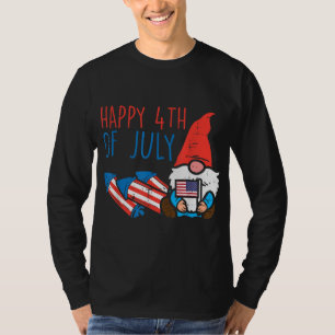Nordic Gnome US Flag Happy 4th Of July Garden Patr T-Shirt