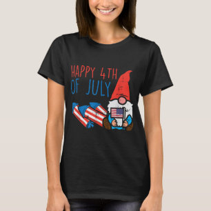 Nordic Gnome US Flag Happy 4th Of July Garden Patr T-Shirt