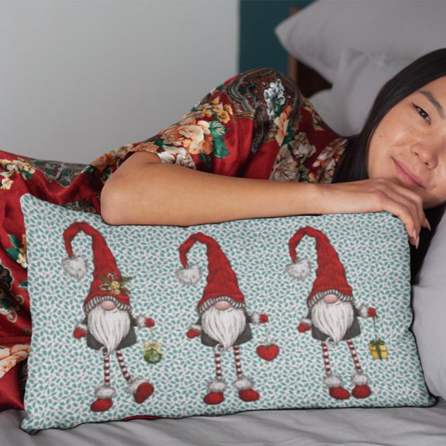 Nordic Gnomes Mistletoe Pattern  Lumbar Cushion (Creator Uploaded)