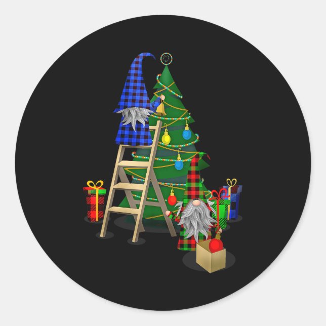 Nordic Gnomes Winter Christmas Swediomte Elves  Classic Round Sticker (Front)