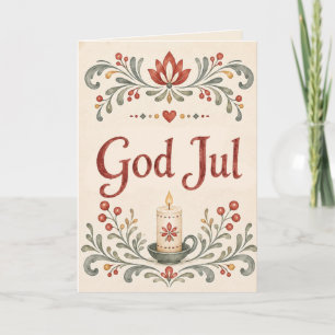 Nordic God Jul Norwegian Christmas Holiday Card