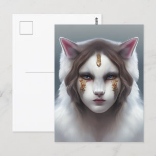 Nordic goddess cat women postcard