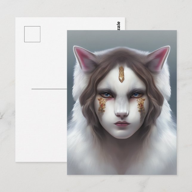 Nordic goddess cat women postcard (Front/Back)
