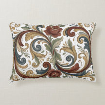Nordic Heritage Rosemaling Design Accent Pillow