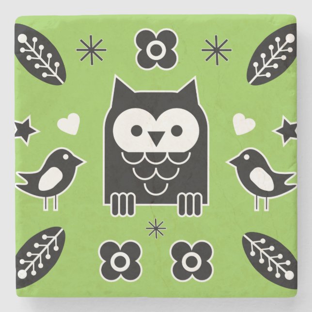 Nordic Horse Folk Art Gift Stone Coaster (Front)