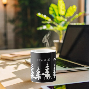 Nordic Hygge with forest silhouettes black white Coffee Mug