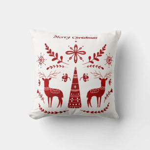 Nordic inspired Christmas reindeer. Editable text. Cushion