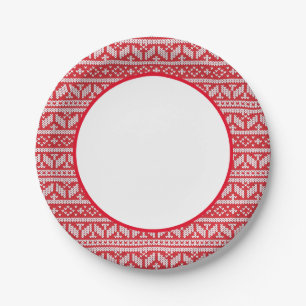 Nordic Knit Holiday Sweater Print Paper Plate