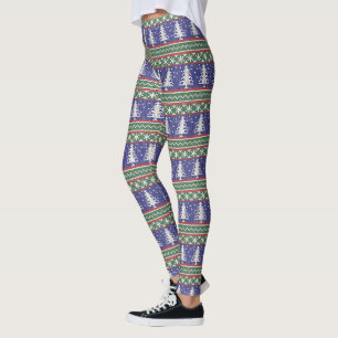 Nordic Knit Pattern Christmas Holiday Leggings