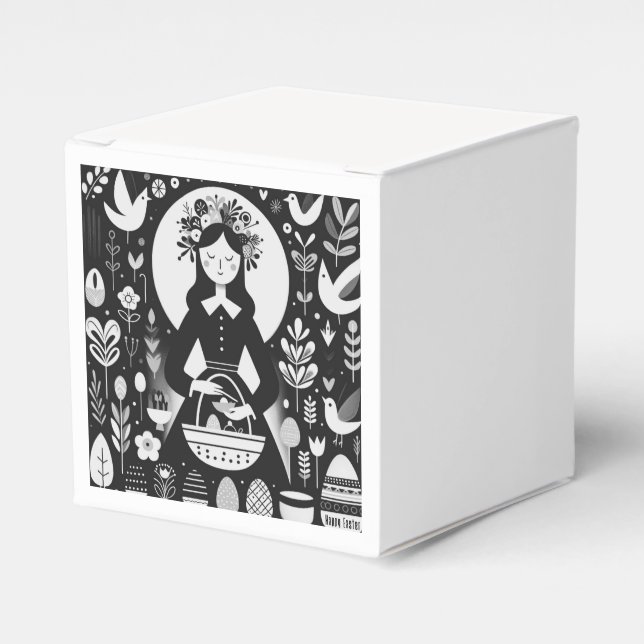 Nordic lady with Easter Egg Hunting Basket Favour Box (Front Side)