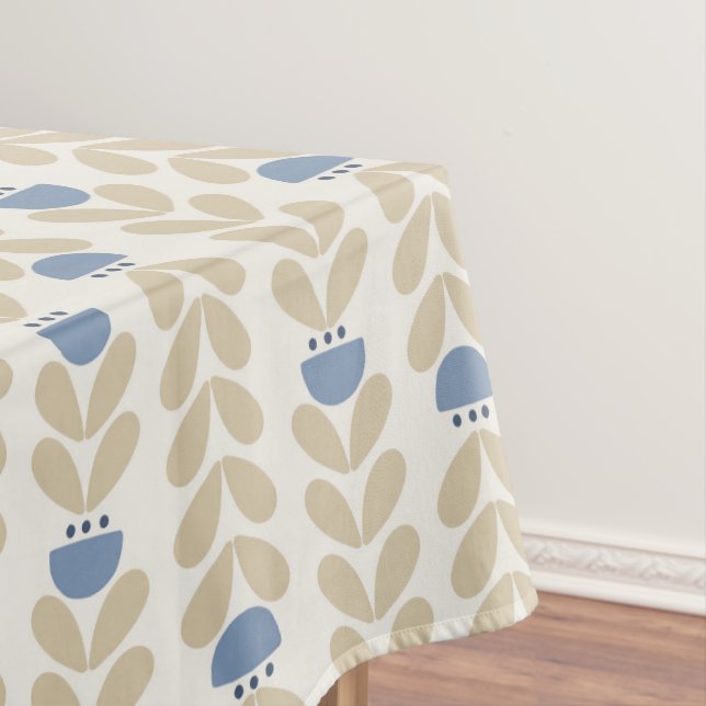 Nordic Laurel Floral Stripe Pattern Tablecloth (In Situ)