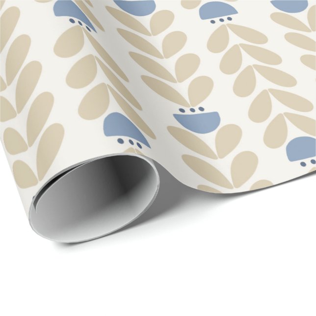 Nordic Laurel Floral Stripe Pattern Wrapping Paper (Roll Corner)