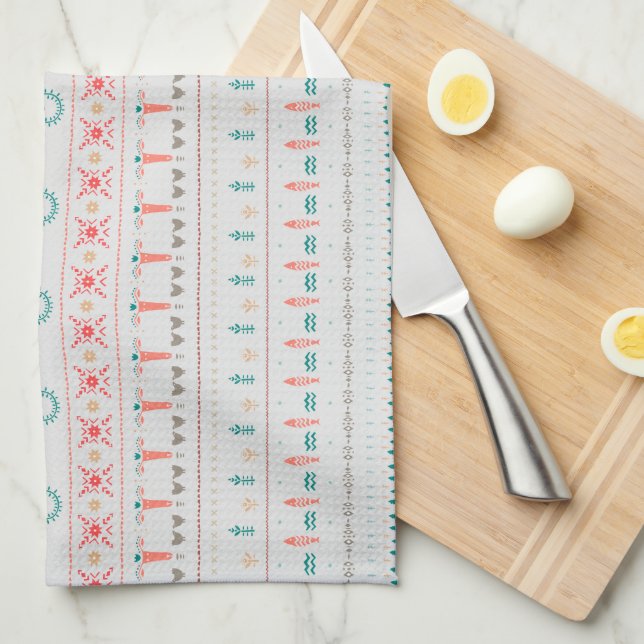 Nordic Light Winter Pattern Tea Towel (Quarter Fold)