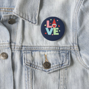 Nordic Love Gnome: Whimsical Pastel Heart 6 Cm Round Badge