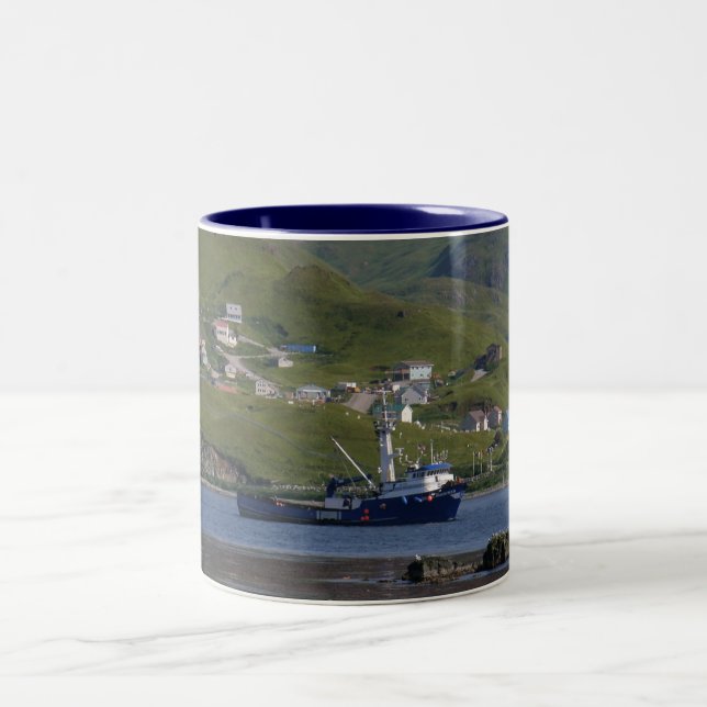 Nordic Mariner, Crab Boat in Dutch Harbour, AK Two-Tone Coffee Mug (Center)