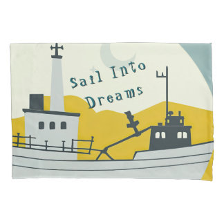 Nordic Moon Boat  Pillowcase