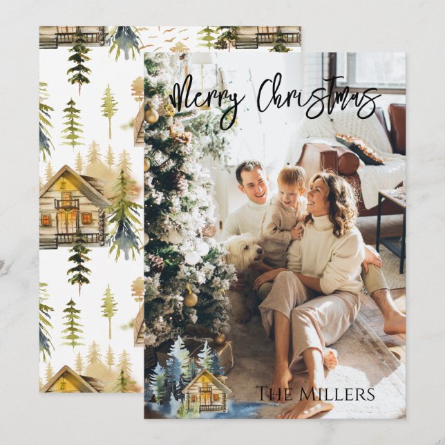 Nordic/Mountain Photo Christmas Card Personalised (Front/Back)