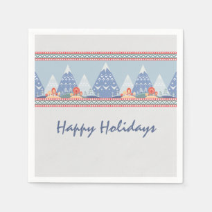 Nordic Mountain Scene Customisable Holiday Napkin