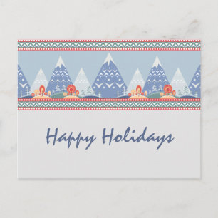 Nordic Mountain Scene Customisable Holiday Postcard