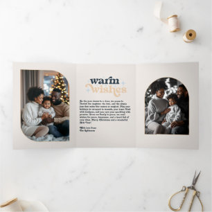Nordic Night Cosy Vibes Retro Christmas Photo Tri-Fold Holiday Card