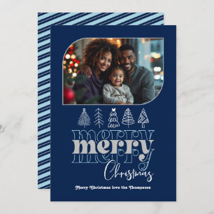 Nordic Night Modern Retro Doodle Christmas Photo Holiday Card