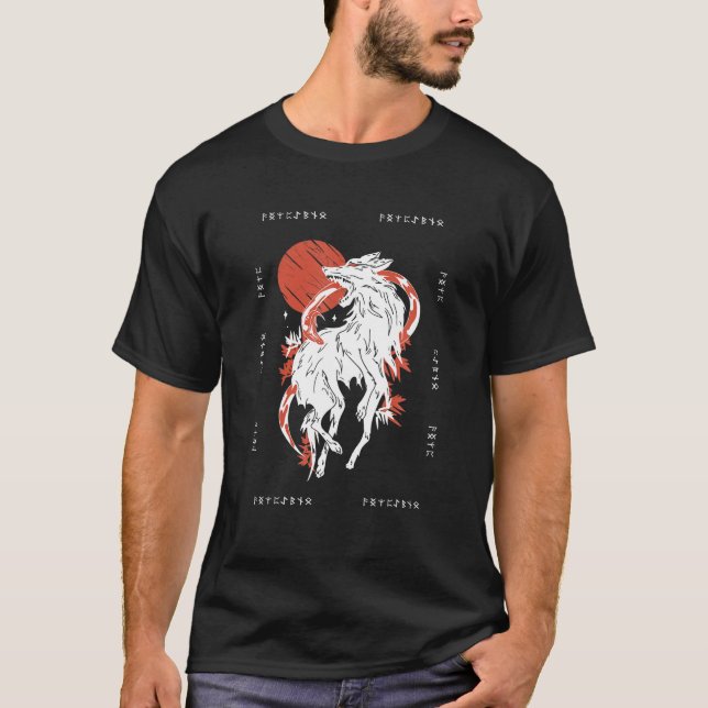 Nordic Norse Wolf Pattern Dogs Lovers And Wolf Pac T-Shirt (Front)