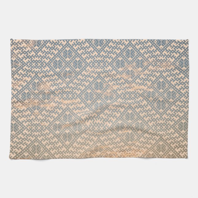 Nordic pastel traditional pattern design tea towel (Horizontal)