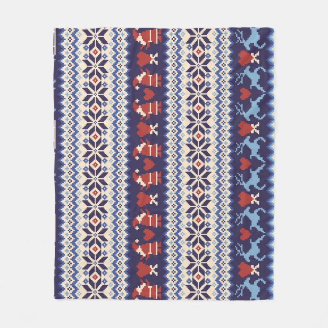 Nordic Pattern: Charming Illustration Fleece Blanket (Front)