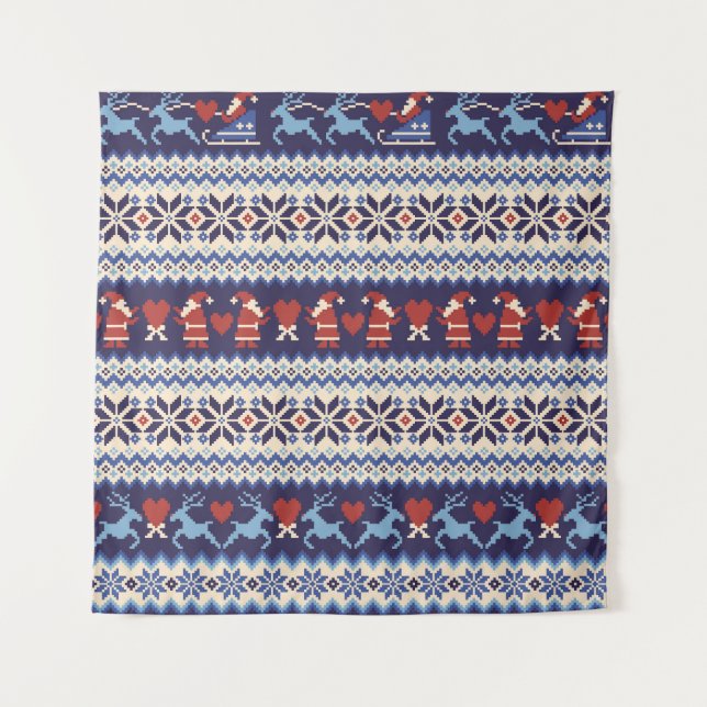 Nordic Pattern: Charming Illustration Tapestry (Front)