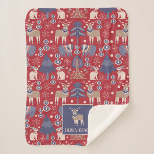 Nordic Pattern Personalised Scandinavian Sherpa Blanket
