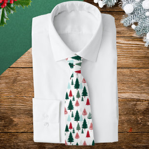 Nordic Pine Forest Christmas Pattern Men's Tie
