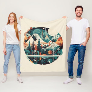 Nordic Pines & Peaks, custom Fleece Blanket