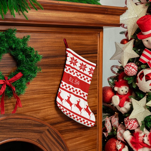 Nordic Print Reindeer Fair Isle Small Christmas Stocking (Creator Uploaded)