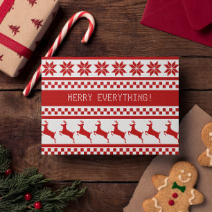 Nordic Print Reindeer Red Merry Everything Holiday Card