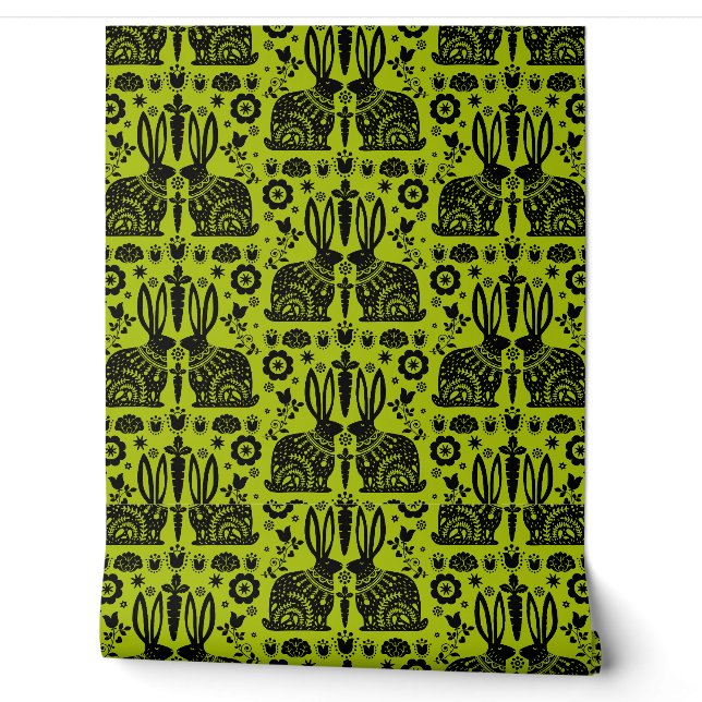 Nordic Rabbit Themed Home Decor Wallpaper (Unrolling)