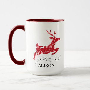 Nordic Red and White Christmas Deer Mug
