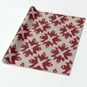 Nordic Red and White Knit Pattern – Classic Winter Wrapping Paper