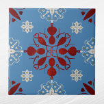 Nordic Red Blue White Scandinavian Graphic  Tile<br><div class="desc">Nordic design in red,  blue,  white and gold</div>