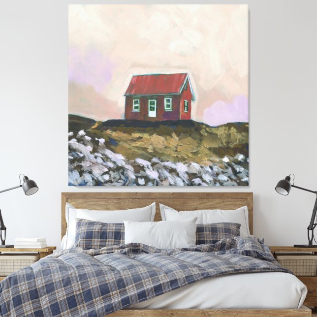 Nordic Red House Canvas Print (Insitu(Bedroom))
