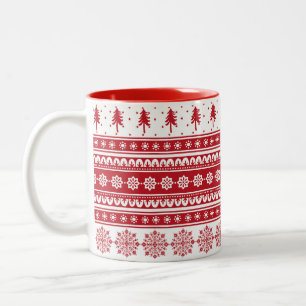 Nordic Red Pattern Gift Scandinavian Christmas Mug